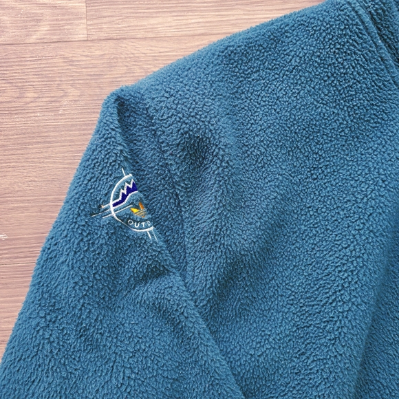 Vintage Unisex Teal Adidas Adventure Fleece Zip Up Hoodie - Picture 12 of 16